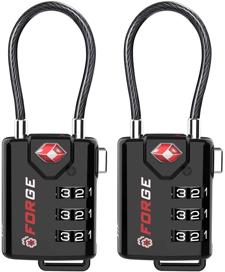 Best Luggage Locks for International Travel: Forge TSA Approved Cable Luggage Locks (Best Overall)